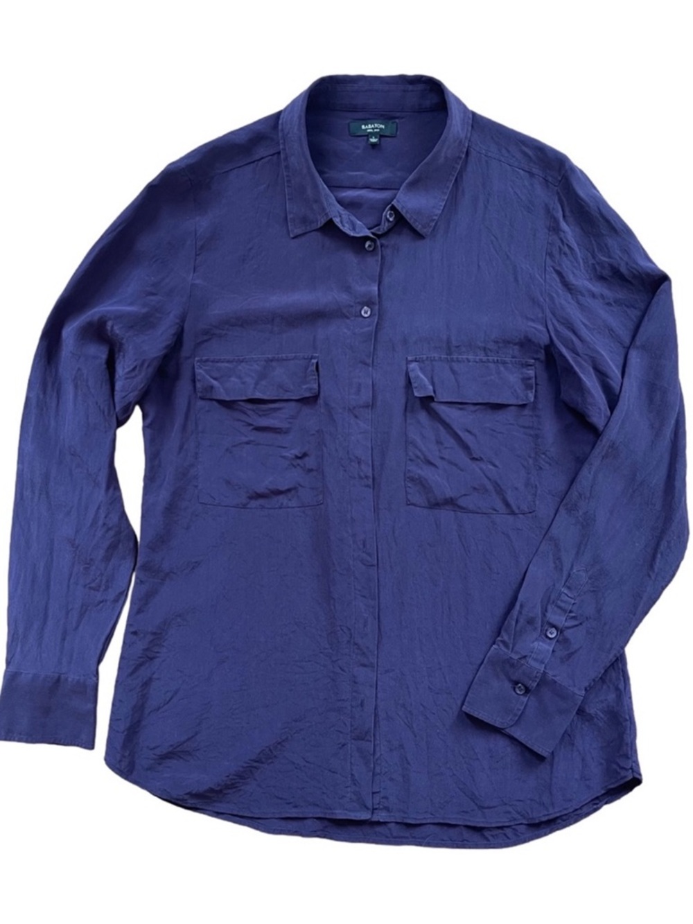 Babaton Deep Purple 100% Silk Button Down Blouse